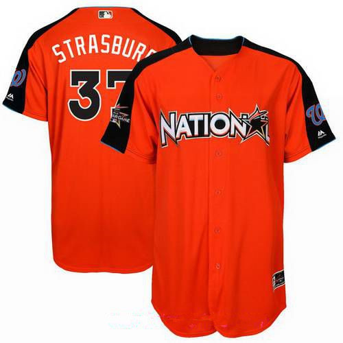 Men's National League Washington Nationals #37 Stephen Strasburg Majestic Orange 2017 MLB All-Star Game Home Run Derby Player Jersey