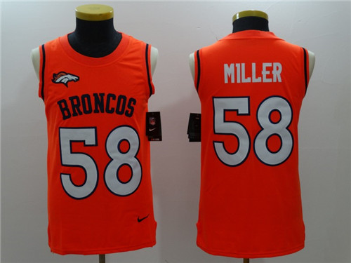 Men's Denver Broncos #58 Von Miller Orange Color Rush 2017 Vest Stitched NFL Nike Tank Top Jersey