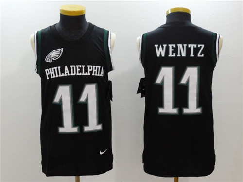 Men's Philadelphia Eagles #11 Carson Wentz Black Color Rush 2017 Vest Stitched NFL Nike Tank Top Jersey