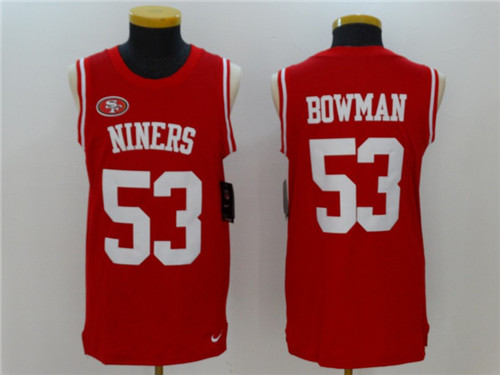 Men's San Francisco 49ers #53 NaVorro Bowman Red Color Rush 2017 Vest Stitched NFL Nike Tank Top Jersey