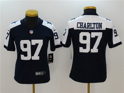 Women's Dallas Cowboys #97 Taco Charlton Navy Blue Thanksgiving 2017 Vapor Untouchable Stitched NFL Nike Limited Jersey