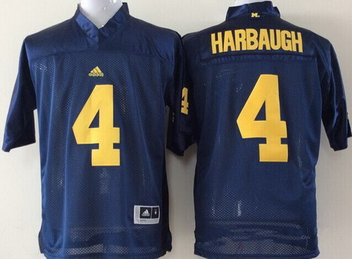 Youth Michigan Wolverines #4 Jim Harbaugh Navy Blue Stitched NCAA Nike College Football Jersey