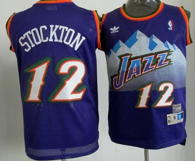 Utah Jazz #12 John Stockton Mountain Purple Hardwood Classics Soul Swingman Throwback Jersey