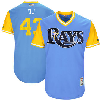 Men's Tampa Bay Rays Dan Jennings DJ Majestic Light Blue 2017 Players Weekend Authentic Jersey