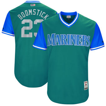 Men's Seattle Mariners Nelson Cruz Boomstick Majestic Aqua 2017 Players Weekend Authentic Jersey