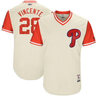 Men's Philadelphia Phillies Vince Velasquez Vincente Majestic Tan 2017 Players Weekend Authentic Jersey