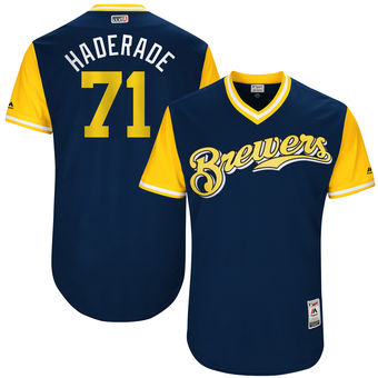 Men's Milwaukee Brewers Josh Hader Haderade Majestic Navy 2017 Players Weekend Authentic Jersey