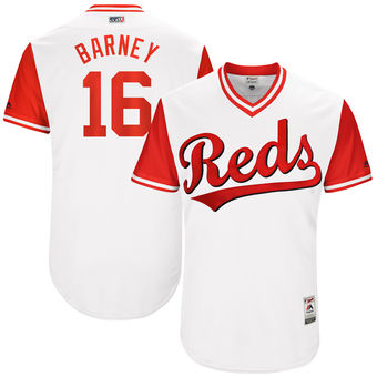 Men's Cincinnati Reds Tucker Barnhart Barney Majestic White 2017 Players Weekend Authentic Jersey