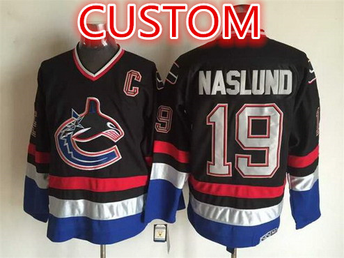 Custom Vancouver Canucks 2003-04 Black CCM Vintage Throwback Jersey