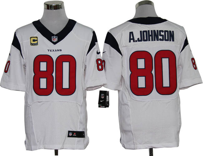 Size 60 4XL-Andre Johnson Houston Texans #80 C Patch White Stitched Nike Elite NFL Jerseys