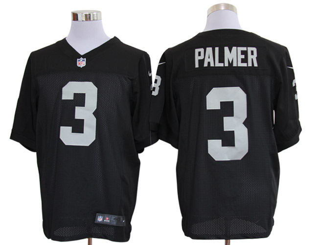 Size 60 4XL-Carson Palmer Oakland Raiders #3 Black Stitched Nike Elite NFL Jerseys