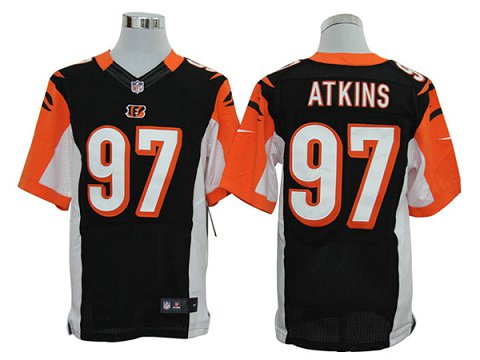 Size 60 4XL-Geno Atkins Cincinnati Bengals #97 Black Stitched Nike Elite NFL Jerseys