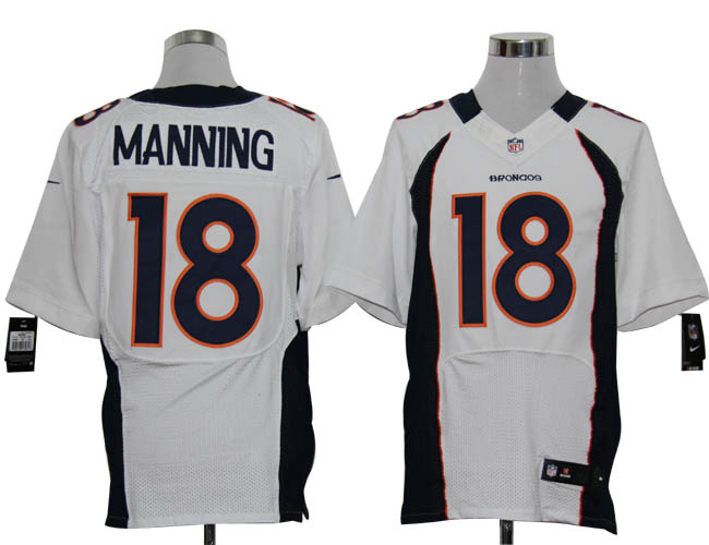 Size 60 4XL-Peyton Manning Denver Broncos #18 White Stitched Nike Elite NFL Jerseys