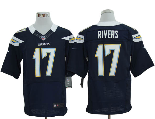 Size 60 4XL-Philip Rivers San Diego Chargers #17 Dark Blue Stitched Nike Elite NFL Jerseys