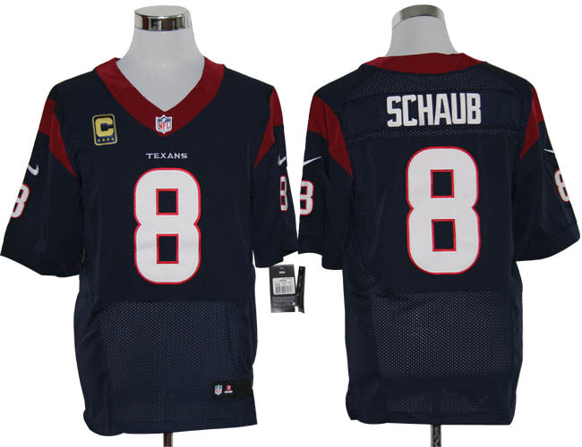 Size 60 4XL-Matt Schaub Houston Texans #8 C Patch Navy Blue Stitched Nike Elite NFL Jerseys