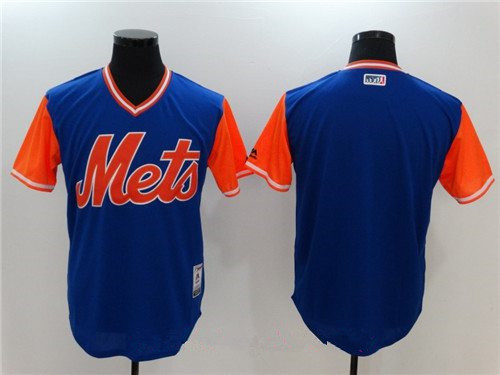 Custom Men's New York Mets Blank Majestic Royal Blue 2017 Little League World Series Players Weekend Stitched Nickname Jersey