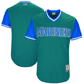 Custom Men's Seattle Mariners Majestic Aqua 2017 Players Weekend Authentic Team Jersey