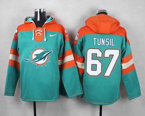 Nike Miami Dolphins #67 Laremy Tunsil Aqua Green Player Pullover NFL Hoodie