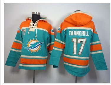 Miami Dolphins #17 Ryan Tannehill Aqua Green Sawyer Hooded Sweatshirt NFL Hoodie