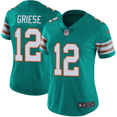 Women's Nike Dolphins #12 Bob Griese Aqua Green Alternate Stitched NFL Vapor Untouchable Limited Jersey