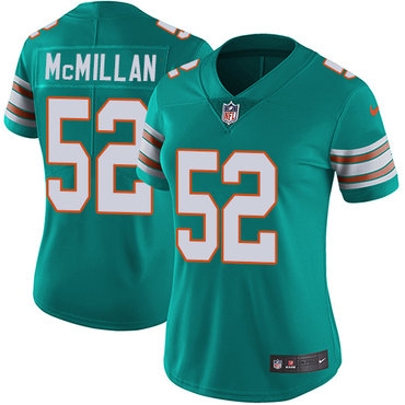 Women's Nike Dolphins #52 Raekwon McMillan Aqua Green Alternate Stitched NFL Vapor Untouchable Limited Jersey