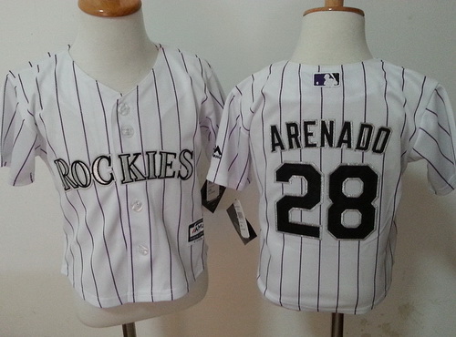 Toddler Colorado Rockies #28 Nolan Arenado White Home MLB Majestic Baseball Jersey