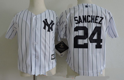 Toddler New York Yankees #24 Gary Sanchez White Home Stitched MLB Majestic Cool Base Jersey