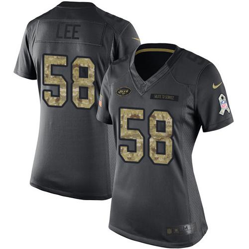 Women's Nike Jets #58 Darron Lee Black Stitched NFL Limited 2016 Salute to Service Jersey