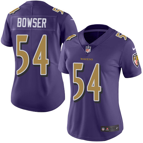 Women's Nike Ravens #54 Tyus Bowser Purple Stitched NFL Limited Rush Jersey