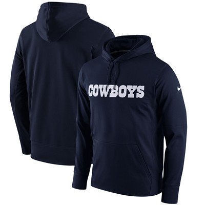 Men's Dallas Cowboys Nike Navy Performance Circuit Wordmark Essential Pullover Hoodie