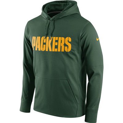 Men's Green Bay Packers Nike Green Circuit Wordmark Essential Performance Pullover Hoodie