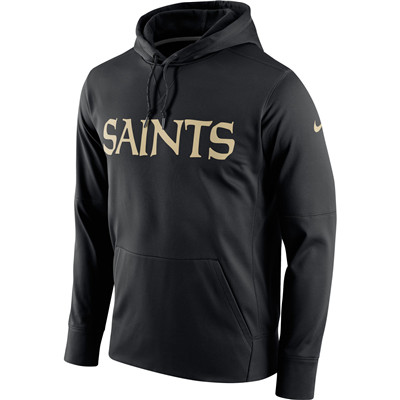 Men's New Orleans Saints Nike Black Circuit Wordmark Essential Performance Pullover Hoodie