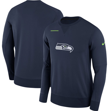 Men's Seattle Seahawks Nike Navy Sideline Team Logo Performance Sweatshirt