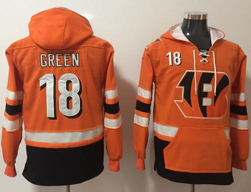 Nike Cincinnati Bengals #18 A.J. Green Orange Black Name & Number Pullover NFL Hoodie