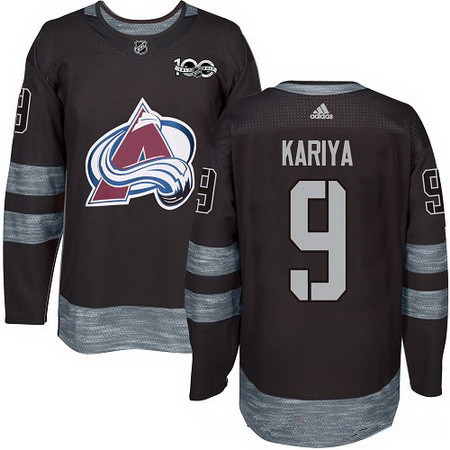 Men's Colorado Avalanche #9 Paul Kariya Black 100th Anniversary Stitched NHL 2017 adidas Hockey Jersey