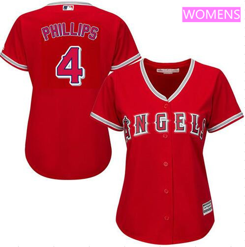 Women's Los Angeles Angels #4 Brandon Phillips Red Alternate Stitched MLB Majestic Cool Base Jersey