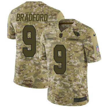 Nike Cardinals #9 Sam Bradford Camo Men's Stitched NFL Limited 2018 Salute to Service Jersey