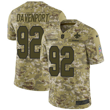 Nike Saints #92 Marcus Davenport Camo Men's Stitched NFL Limited 2018 Salute To Service Jersey