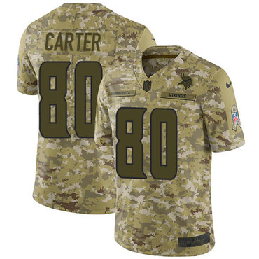 Nike Vikings #80 Cris Carter Camo Men's Stitched NFL Limited 2018 Salute To Service Jersey