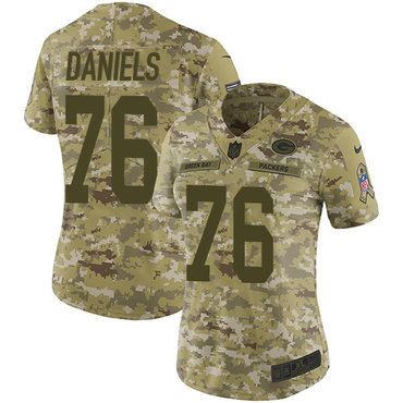 Nike Packers #76 Mike Daniels Camo Women's Stitched NFL Limited 2018 Salute to Service Jersey