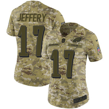 Nike Eagles #17 Alshon Jeffery Camo Women's Stitched NFL Limited 2018 Salute to Service Jersey