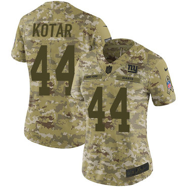 Nike Giants #44 Doug Kotar Camo Women's Stitched NFL Limited 2018 Salute to Service Jersey