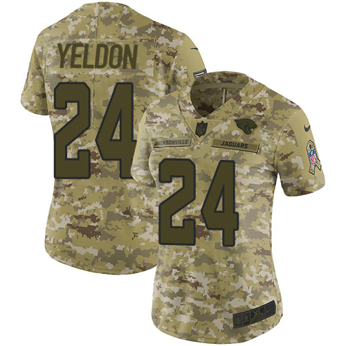 Nike Jaguars #24 T.J. Yeldon Camo Women's Stitched NFL Limited 2018 Salute to Service Jersey