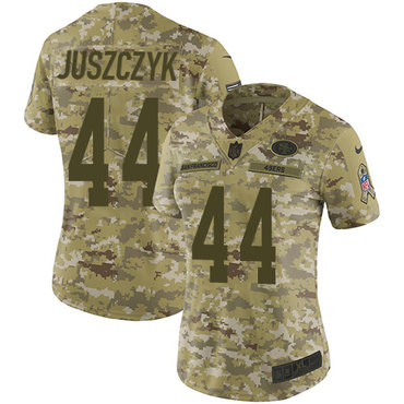 Nike 49ers #44 Kyle Juszczyk Camo Women's Stitched NFL Limited 2018 Salute to Service Jersey