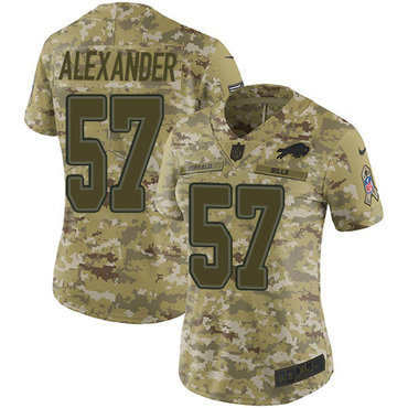 Nike Bills #57 Lorenzo Alexander Camo Women's Stitched NFL Limited 2018 Salute to Service Jersey