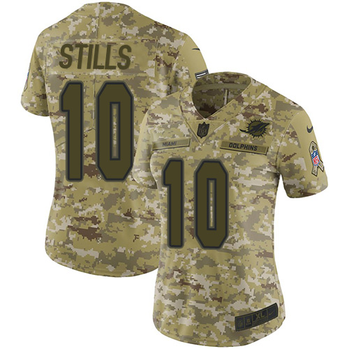 Nike Dolphins #10 Kenny Stills Camo Women's Stitched NFL Limited 2018 Salute to Service Jersey