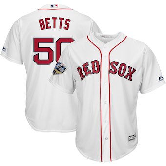 Men's Boston Red Sox #50 Mookie Betts Majestic White 2018 World Series Cool Base Player Jersey