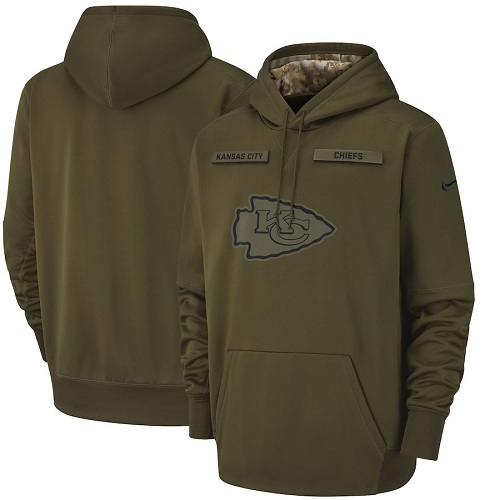 Men's Kansas City Chiefs Nike Olive Salute to Service Sideline Therma Performance Pullover Hoodie