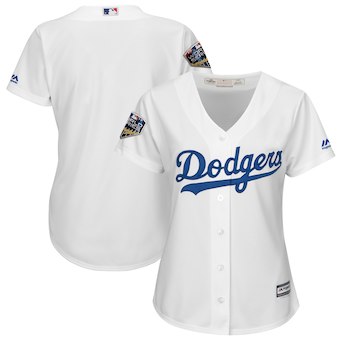 Women's Los Angeles Dodgers Blank Majestic White 2018 World Series Jersey