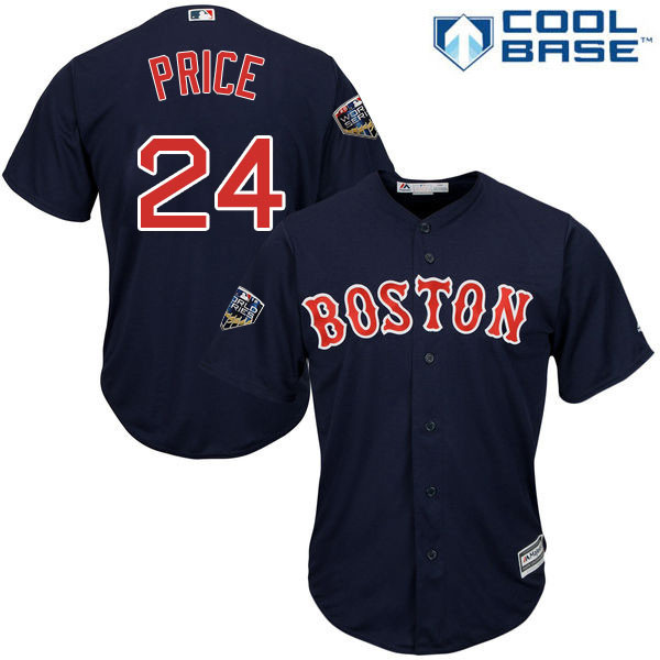 Red Sox #24 David Price Navy Blue New Cool Base 2018 World Series Stitched MLB Jersey